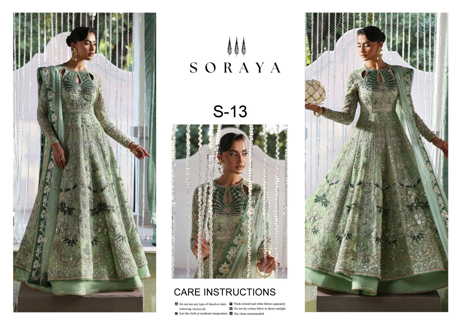 bf4599c6-b025-46ba-b062-1de374dd2065 Sage Green Embellished Pishwas - Soraya - Image 1